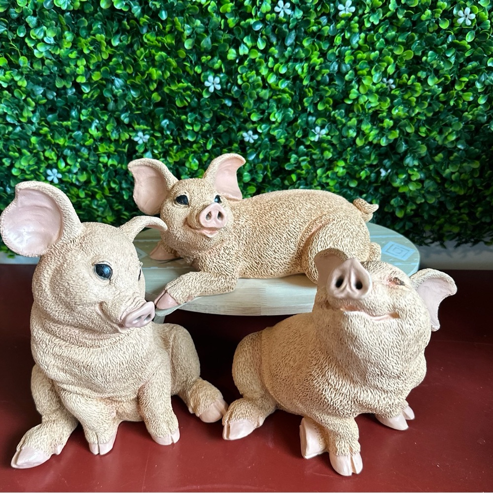 Castagna Resin Pig Hog Swine Farm Figurine Figure 1988 Made in Italy Set Of 3